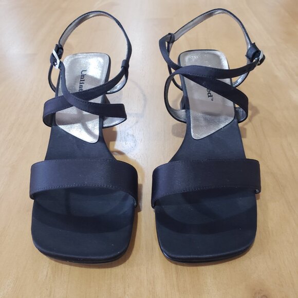 Unlisted Brand Black Formal Satin Sandals Size 8 - Picture 2 of 6